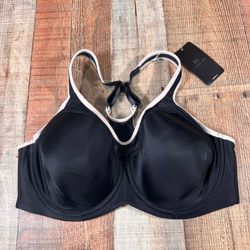 Syrokan 40D Sports Bra High Impact Racerback Black Support NWT Underwire